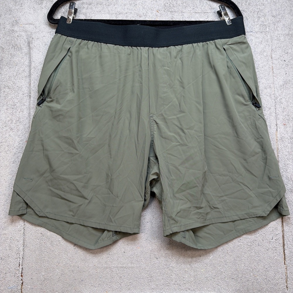 Rhone Training Shorts Men's Olive Lined Stretch Zip Pocket Performance‎ 32